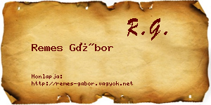 Remes Gábor névjegykártya